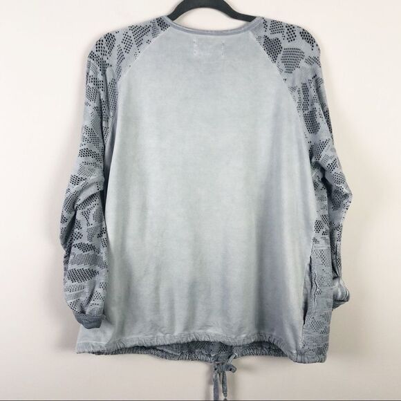 ANTHROPOLOGIE | SATURDAY SUNDAY Blue Mesh Cutouts Long Sleeve Top Women’s Size M - Picture 5 of 6